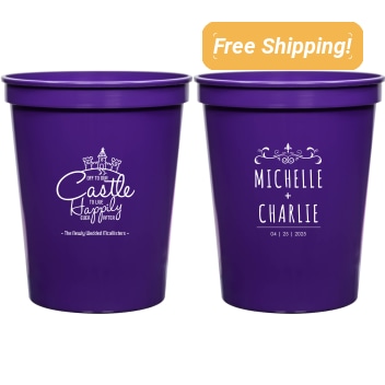 Custom Off To Our Castle Happily Ever After Fairytale Wedding Stadium Cups