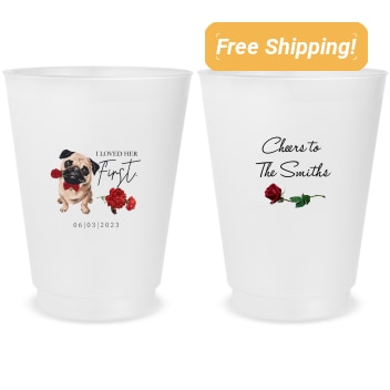 Custom Pug With Rose I Loved Her First Pet Wedding Frosted Stadium Cups