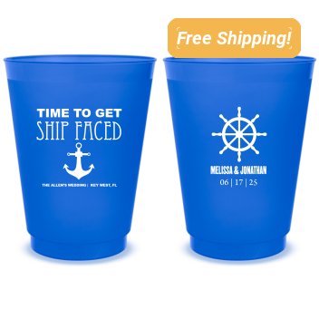 Custom Time To Get Ship Faced Beach Nautical Wedding Frosted Stadium Cups