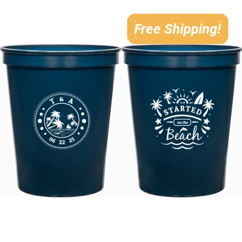 Custom Tropical It All Started On The Beach Wedding Stadium Cups