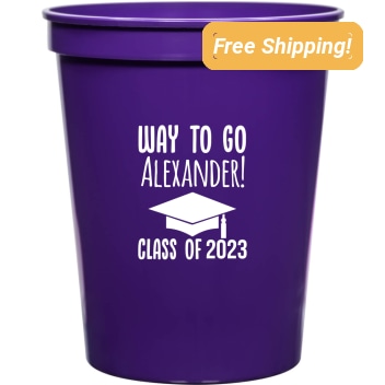 Custom Way To Go Custom Name Graduation Stadium Cups