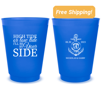 Customized Be By Your Side Nautical Wedding Frosted Stadium Cups