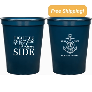 Customized Be By Your Side Nautical Wedding Stadium Cups
