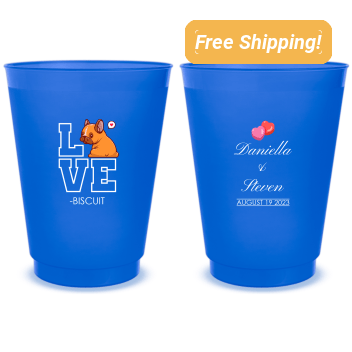 Customized Corgi Love Pet Wedding Frosted Stadium Cups