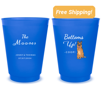 Customized German Shepherd Bottoms Up Pet Wedding Frosted Stadium Cups