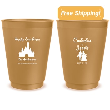 Customized Happily Ever After Fairytale Castle Wedding Frosted Stadium Cups