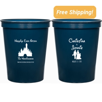 Customized Happily Ever After Fairytale Castle Wedding Stadium Cups