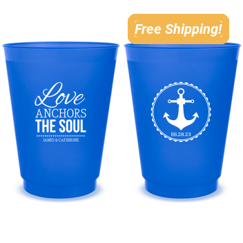Customized Love Anchors The Soul Beach Wedding Frosted Stadium Cups