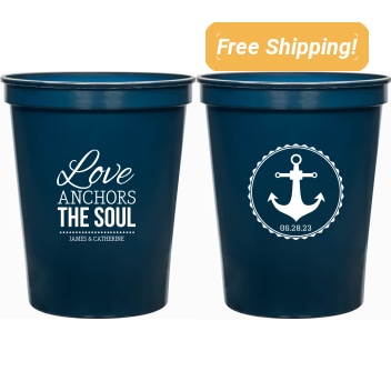 Customized Love Anchors The Soul Beach Wedding Stadium Cups