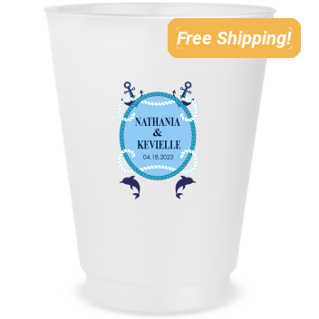Customized Nautical Beach Wedding Frosted Stadium Cups
