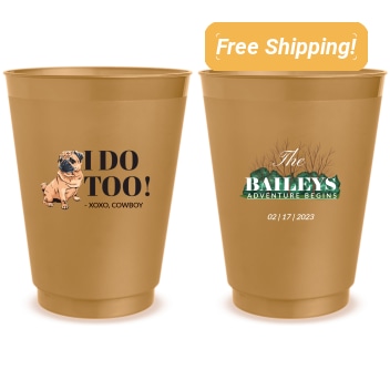 Customized Pug Adventure Begins Pet Wedding Frosted Stadium Cups