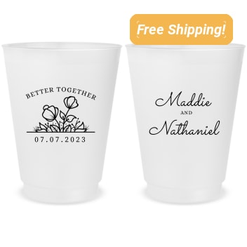 Personalized Better Together Floral Wedding Frosted Stadium Cups