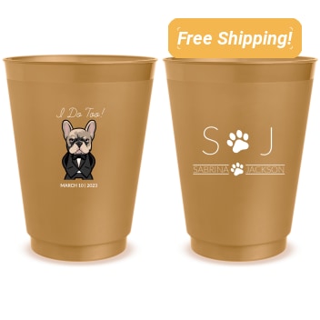 Personalized Bodyguard Pug Pet Wedding Frosted Stadium Cups