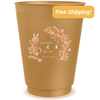 Personalized Bohemian Lights And Florals Wedding Frosted Stadium Cups