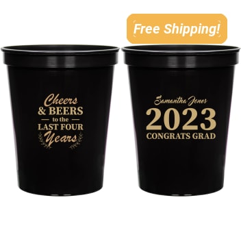 Personalized Cheers And Beers Graduation Stadium Cups