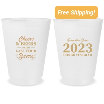 Personalized Cheers And Beers Graduation Frosted Stadium Cups