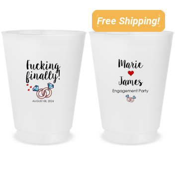 Personalized F*cking Finally Engagement Frosted Stadium Cups