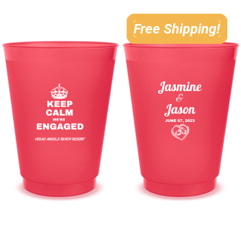 Personalized Keep Calm We&rsquo;re Engaged Frosted Stadium Cups