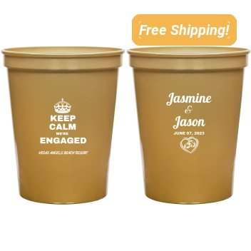 Personalized Keep Calm We&rsquo;re Engaged Stadium Cups