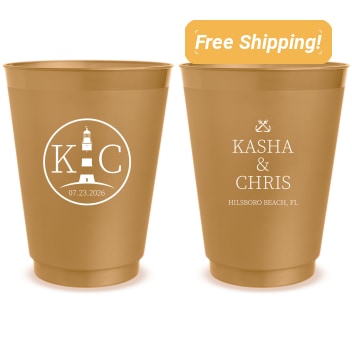 Personalized Light Tower Nautical Beach Wedding Frosted Stadium Cups