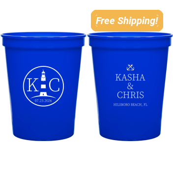 Personalized Light Tower Nautical Beach Wedding Stadium Cups