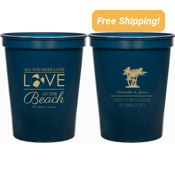 Personalized Love At The Beach Wedding Stadium Cups