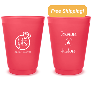Personalized She Said Yes Engagement Frosted Stadium Cups