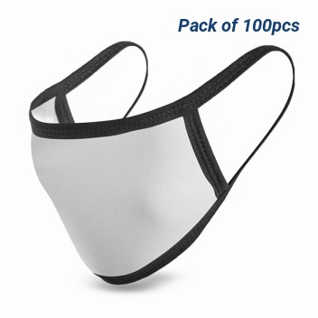 Blank Sublimation Black Trim Fabric Face Masks - Pack Of 100pcs