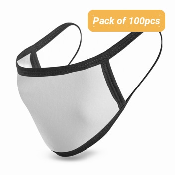 Blank Sublimation Black Trim Fabric Face Masks - Pack Of 100pcs