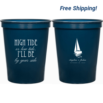 Custom I’ll Be By Your Side Sailboat Nautical Wedding Stadium Cups