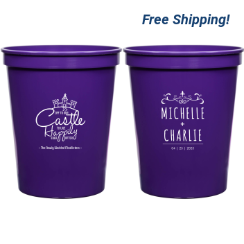 Custom Off To Our Castle Happily Ever After Fairytale Wedding Stadium Cups