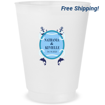 Customized Nautical Beach Wedding Frosted Stadium Cups