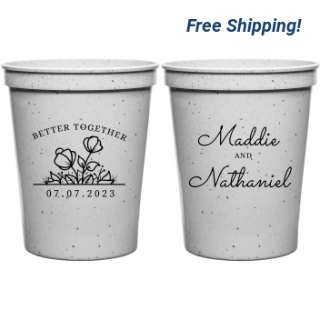 Personalized Better Together Floral Wedding Stadium Cups