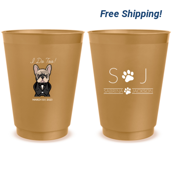 Personalized Bodyguard Pug Pet Wedding Frosted Stadium Cups