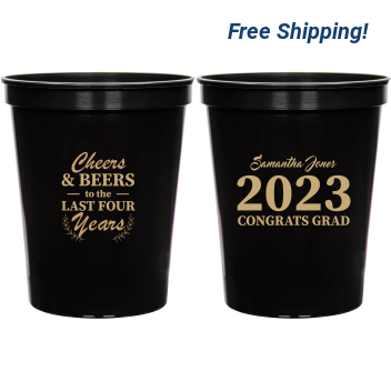 Personalized Cheers And Beers Graduation Stadium Cups
