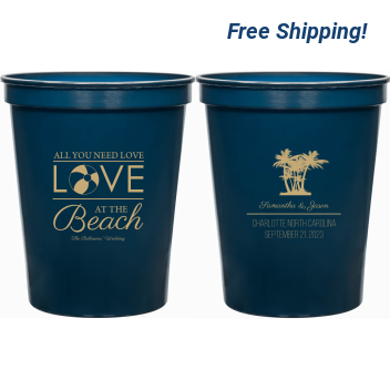 Personalized Love At The Beach Wedding Stadium Cups