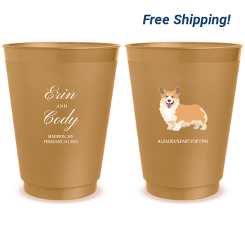 Custom Illustrated Corgi Pet Wedding Frosted Stadium Cups