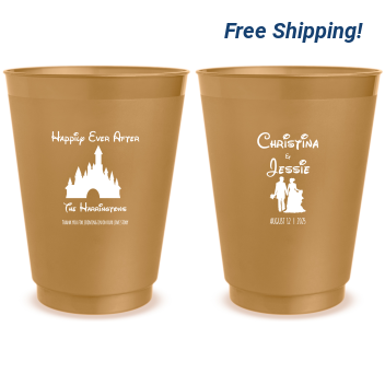 Customized Happily Ever After Fairytale Castle Wedding Frosted Stadium Cups