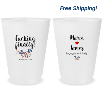 Personalized F*cking Finally Engagement Frosted Stadium Cups