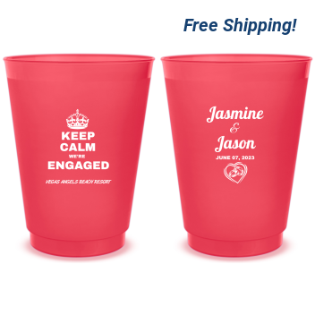 Personalized Keep Calm We’re Engaged Frosted Stadium Cups
