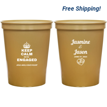 Personalized Keep Calm We’re Engaged Stadium Cups