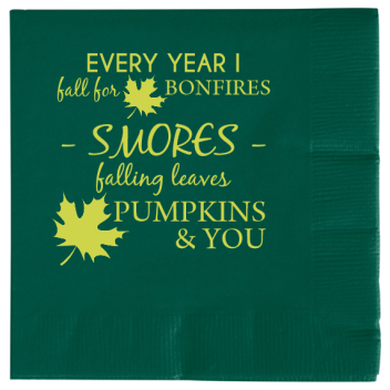 Fall Every Year I Bonfires For - Smores Falling Leaves Pumpkins You 2ply Economy Beverage Napkins Style 112213