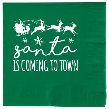 Christmas Santa Coming To Town 2ply Economy Beverage Napkins Style 114629