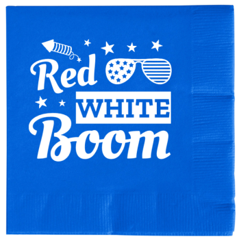 Fourth Of July White Boom Red 2ply Economy Beverage Napkins Style 137024
