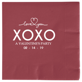 Happy Valentine\'s Day Xoxo Valentines Party 02 - 14 19 2ply Economy Beverage Napkins Style 100566