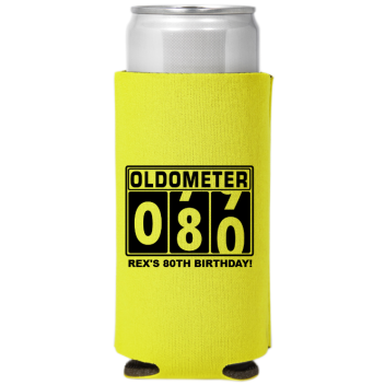 80th Birthday Oldometer Full Color Slim Can Coolers