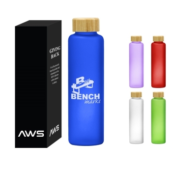 Aws 20 Oz. Belle Glass Bottles With Bamboo Lid