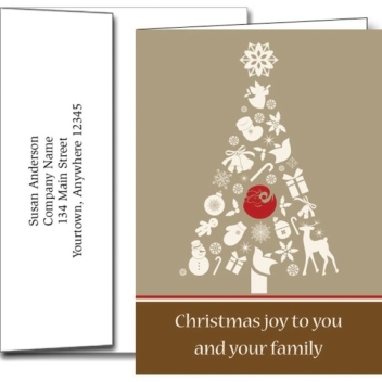 Christmas Tree Holiday Greeting Cards With Imprinted Envelopes