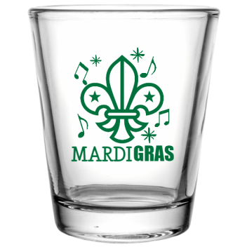 Mardi Gras Custom Clear Shot Glasses- 1.75 Oz. Style 130657