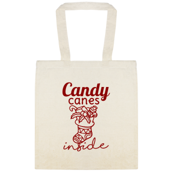 Holidays & Special Events Candy Canes Inside Custom Everyday Cotton Tote Bags Style 145937